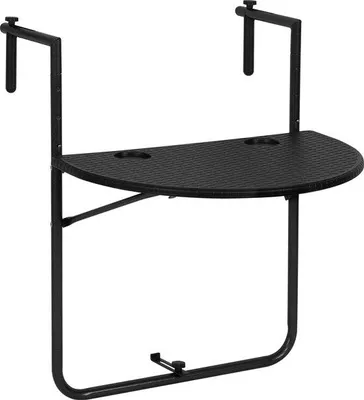 Immagine prodotto di Tavolo da balcone ribaltabile - Ribaltabile - Leggero - 56x62x74-84,5 cm - Nero