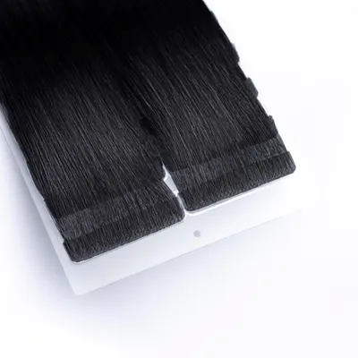 Image de Extensions adhésives invisibles en cheveux naturels 55 cm 25 g – Extension de cheveux n° 1 Noir