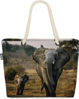 Produktbild von VOID Elefant Kind Strandtasche Shopper 58x38x16cm 23L XXL Einkaufstasche Tasche Reisetasche Beach Bag