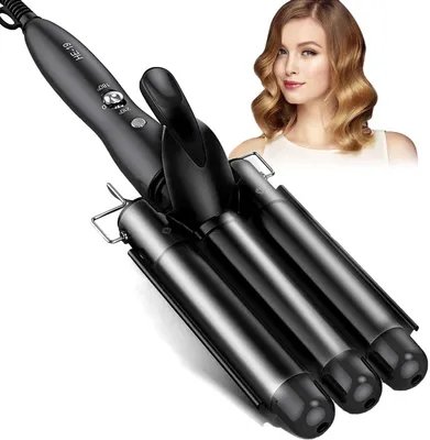 Imagen del producto de 3 Fässer, rizador de ondas de 25 mm, con 3 elementos calefactores y temperatura ajustable. Rizador de ondas con calentamiento rápido, ideal para cabello largo o corto, para un peinado perfecto