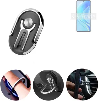 Produktbild von K-S-Trade 3in1 Smartphone-Ring Handy-Ring kompatibel mit Huawei nova Y70 Fingerhalterung  Handyring Tischständer Lüftungsgitter-Halterung Tisch