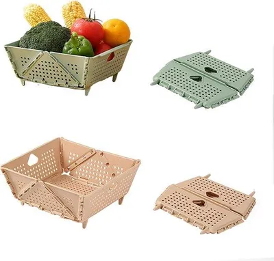 Obrázek produktu pro Skládací kuchyňské síto – bez BPA, vhodné do myčky, 2 ks, zelené a růžové