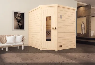 Produktbild von weka Premium Massivholz-Sauna TURKU Gr. 2 Sparset 7,5 kW BioS inkl. digitaler Steuerung x B x T x H x 195 x 195 x 205