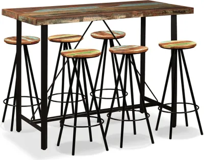 Produktbild von The Living Store 7-tlg. Bar-Set Altholz Massiv