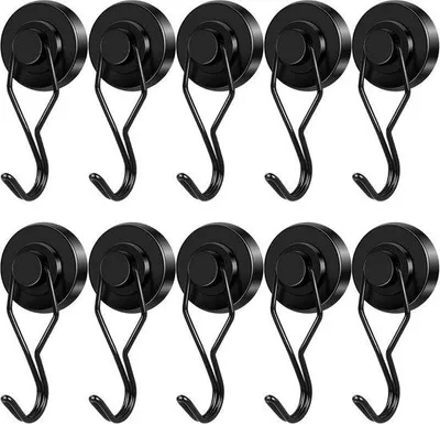 Produktbild von Famanu Magnetische Haken 100 lb Stark Magnetisch - Schwarz, 10 Stück