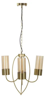 Immagine prodotto di Lampadario Versailles 3 luci in ferro dorato e vetro ambrato Ø 60 cm