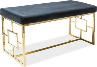 Obrázek produktu pro Casa Padrino lavice černá / zlatá 100 x 46 x v. 48 cm - Čalouněná sametová lavice s rámem z nerezové oceli