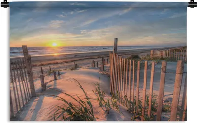 Produktbild von MuchoWow® Wandteppich Wandbehang Strand - Meer - Düne - Sonnenuntergang - Landschaft 90x60 cm Tapisserie Dekoration Wandtuch - Wandskulpturen - Bildteppich