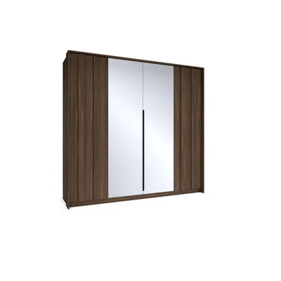 Produktbild von Kleiderschrank 4-türig mit Spiegel und LED-Beleuchtung – Moderner Drehtürenschrank 223,2 cm