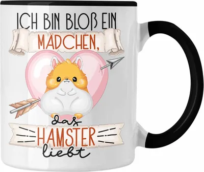 Produktbild von Trendation - Hamster Tasse Geschenk Frauen Ich Bin Bloß Ein Mädchen Das Hamster Liebt Hamster-Liebhaberin Geschenk Spruch Geburtstag (Schwarz)