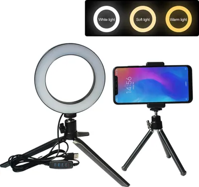 Zdjęcie produktu dla 5,5 / 8 / 10 cali 10 trybów LED Ring Light ze stojakiem Dimmable Lighting for Makeup Phone Camera 5.5 cali