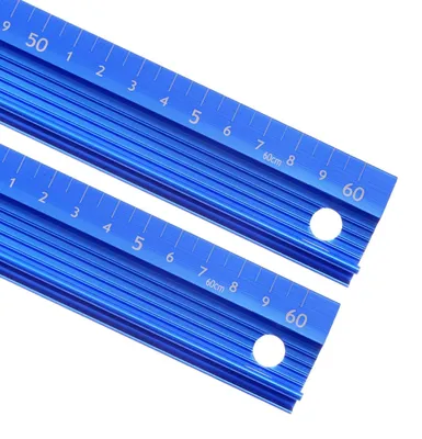 Image de Règle métallique de bureau scolaire avec poignée 60 cm lot de 2 pièces bleue