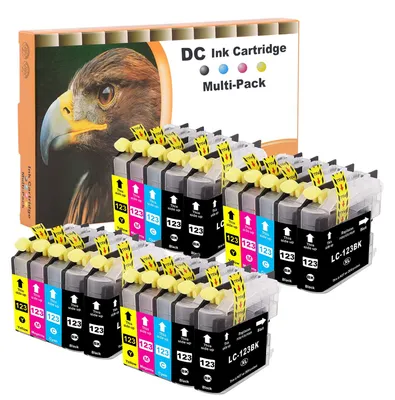 Image de Lot de 20 cartouches d'encre compatibles avec Brother LC-123 LC123 XL, pour les modèles MFC-J4510DW, MFC-J4610DW, MFC-J470DW, MFC-J4710DW, MFC-J650DW, MFC-J6520DW, MFC-J6720DW, MFC-J6920DW, MFC-J870DW, DCP-J132W, J152W, J172W