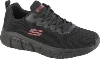 A black Skechers Bobs B Flex - Chill men's sneaker is shown from the side against a white background.