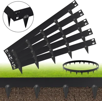 Produktbild von Clanmacy Rasenkante Schnecken Abwehr Verzinkt Blumenzaun Trennrand Gartenumrandung Stahl 100x15cm 90m Schwarz