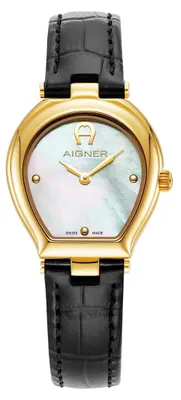 Produktbild von Aigner Trani Armbanduhr mit 34mm Gehäusedurchmesser, Edelstahl und Leder, Schwarz