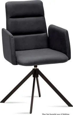 Produktbild von Armlehnstuhl drehbar (4er-Set) Deidre 52x92x60 Schwarz/Anthrazit