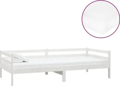 Produktbild von vidaXL Tagesbett mit Matratze 90x200 cm Weiß Kiefer Massivholz