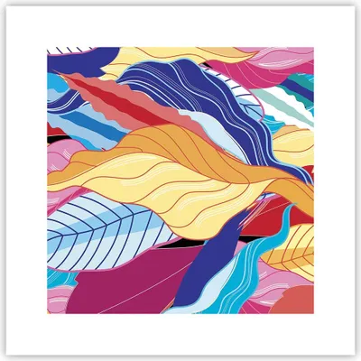 Produktbild von Poster - Poster ohne Rahmen - Muster Blätter bunt - 30x30 cm - Wand Bild - Wanddeko - Wandbilder - Kunstposter - Wandposter - Bilder - Kunstdruck - Wanddekoration - Wandbild - P2XAC30x30-4269
