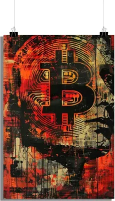 Produktbild von Bitcoin Poster - Mann Poster - Aquarell Poster - Kunst Poster - 61x91cm - Perfekt zum Einrahmen