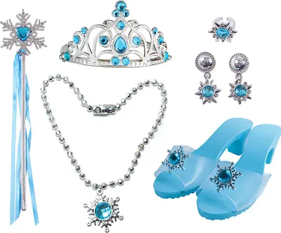 Immagine prodotto di Set di accessori da principessa dei ghiacci per bambine 6 pezzi argento-colore-blu - taglia unica