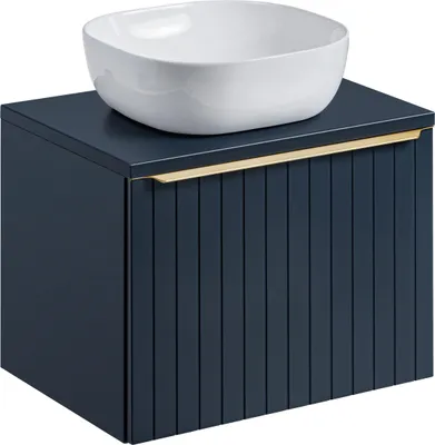 Zdjęcie produktu dla Szafka Łazienkowa 60 Cm Z Umywalką Nablatową Biała Ceramiczna