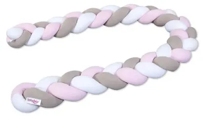 Produktbild von babybay Nestchenschlange Jersey geflochten 280 cm passend für Kinderbetten, weiß/beige/rosé