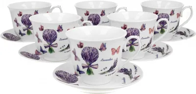 Produktbild von DUO CROCUS 6er-Set Tassen 220 ml VIOLET mit Untertassen, New Bone China Porzellan