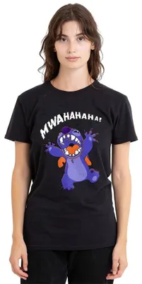 Obrázek produktu pro Tričko s potiskem "Lilo a Stitch", dámské, s motivem zlověstného smíchu, barva černá, velikost XXL (evropská)