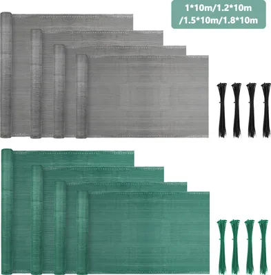 Produktbild von Jiubiaz 1.2*10m Balkonsichtschutz Sichtschutzfolie Blickdicht Zaun Garten HDPE Grau