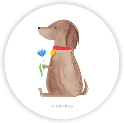 Produktbild von Mr. & Mrs. Panda Kühlschrankmagnet Hund Blume - Weiß - Geschenk, haftmagnet, Hunde, magnet für kühlschrank, Sprüche, Niedlich, Süß, whiteboardmagnet, pinnwand