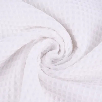 Produktbild von Bekleidungsstoff Meterware Waffelpique Baumwolle uni weiß 1,50m