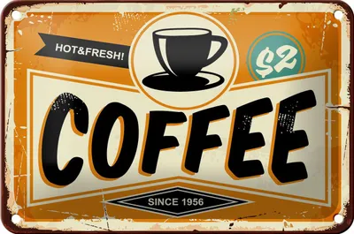 Produktbild von Blechschild Retro 18x12cm Kaffee hot fresh Coffee