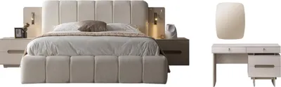 Produktbild von Maldiv Schlafzimmer Set mit Polsterbett und beleuchtetem Kleiderschrank
