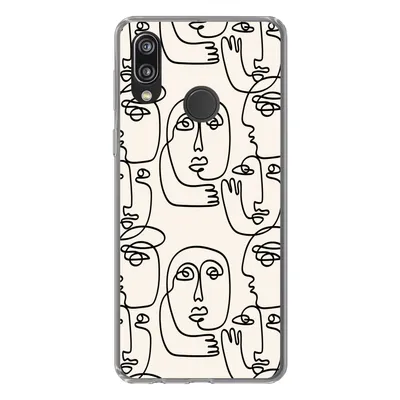 Produktbild von MuchoWow® Handyhülle Schutzhülle Hülle für Huawei P20 Lite (2020) Gesicht - Muster - Strichzeichnung Silikon Softcase Handy Hülle - Kartenhalter