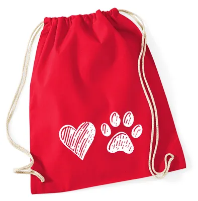 Produktbild von Huuraa Turnbeutel Herz Tapse 12 Liter Classic Red Baumwolle Rucksack Geschenkidee