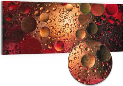 Produktbild von DEQORI Hybrid Leinwand Bild 150x60 cm 'Feurige Tropfen' Wandbild Glas flach modern