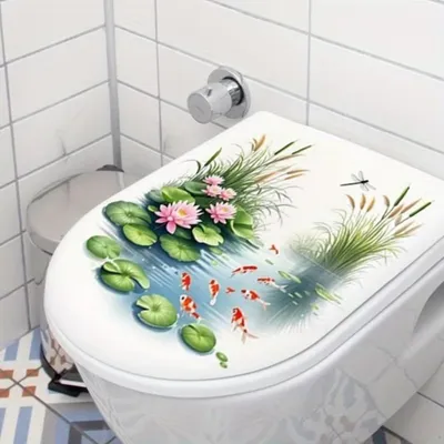 Produktbild von GKA WC-Deckel Aufkleber Natur Toilettendeckel Tattoo selbstklebend Toilette - Seerose mit Koi
