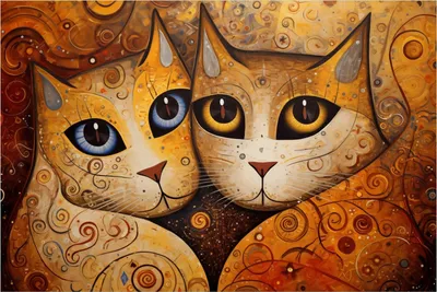 Produktbild von Wallario selbstklebendes Poster - Goldene Katzen, Größe: 61 x 91,50 cm