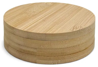 Image de Lot de 4 sous-verres en bois, pour verres et tasses, diamètre 11 cm