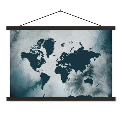 Produktbild von MuchoWow® Textilposter Weltkarte - Farbe - Aquarell 120x80 cm mit schwarzem Rahmen - Wanddeko