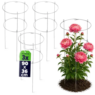 Immagine prodotto di KADAX Supporto per fiori e piante, 90 cm, anello da giardino, supporto in acciaio, 3 pezzi