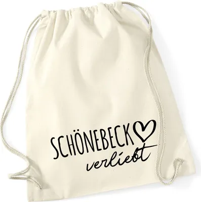 Produktbild von Huuraa Turnbeutel Schönebeck verliebt 12 Liter Natural Baumwolle Rucksack Geschenkidee