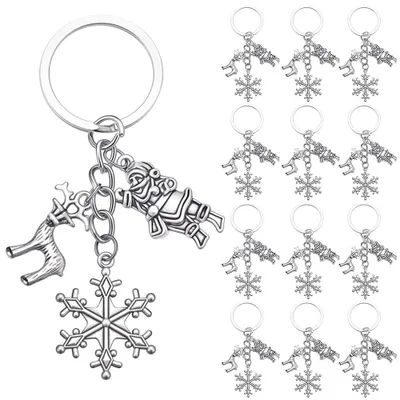 Image de Porte-clés en forme de flocons de neige - 20 pièces - Décoration hivernale - Argenté