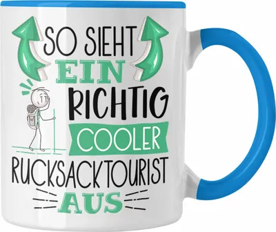 Produktbild von Trendation - So Sieht Ein Richtig Cooler Rucksacktourist Aus Tasse Geschenk für Rucksacktourist Geburtstag Geschenkdiee (Blau)