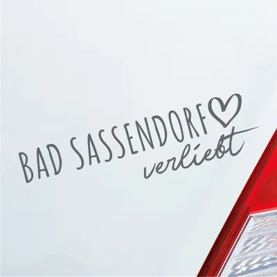 Produktbild von Auto Aufkleber Bad Sassendorf verliebt Herz Gemeinde Liebe Car 19x5 cm Grau Sticker Heckscheibenaufkleber