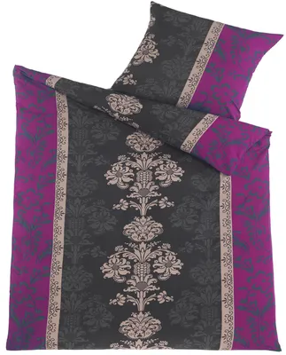 Produktbild von 2-tlg. Bettwäsche, 135x200 + 80x80cm, beere grau, Ornamente/Streifen