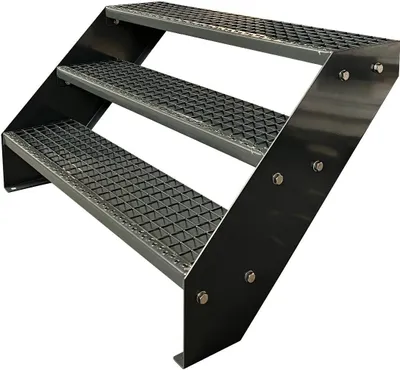 Obrázok produktu pre Mriežkové oceľové schodisko s 3 stupňami pozinkované a antracitovo práškovo lakované - (d x š x v) 63 cm x 120 cm x 57 cm