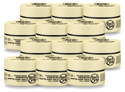Immagine prodotto di 12 confezioni di cera modellante opacizzante per capelli Red One Keratin - Fissaggio forte - 150 ml - Confezione  - 12 pezzi