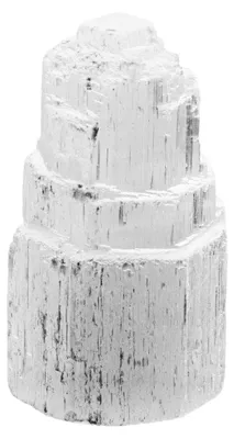 Selenit-Teelichthalter Eisbergdesign, 6 x 3,5 cm, handgefertigt